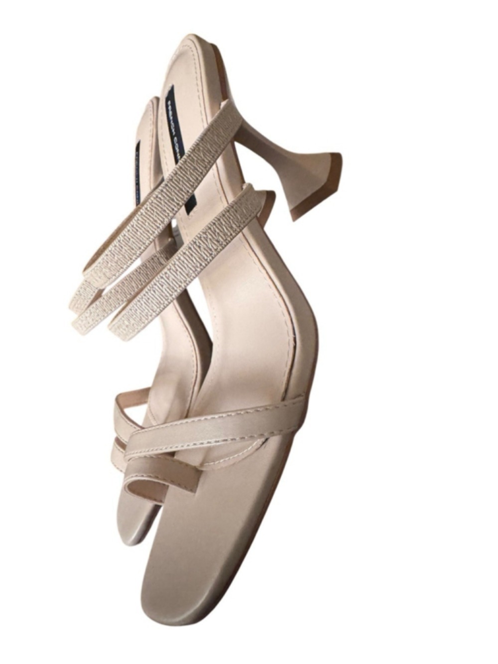 French Connection Flared Heeled Sandals-Nude Size 10